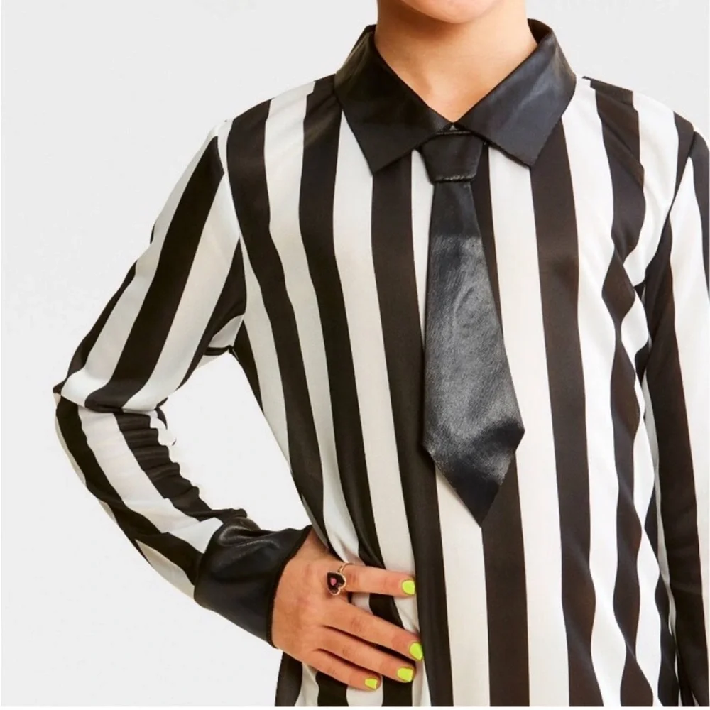 Kids' Striped Jumpsuit Halloween Costume nwt like beetlejuice Look